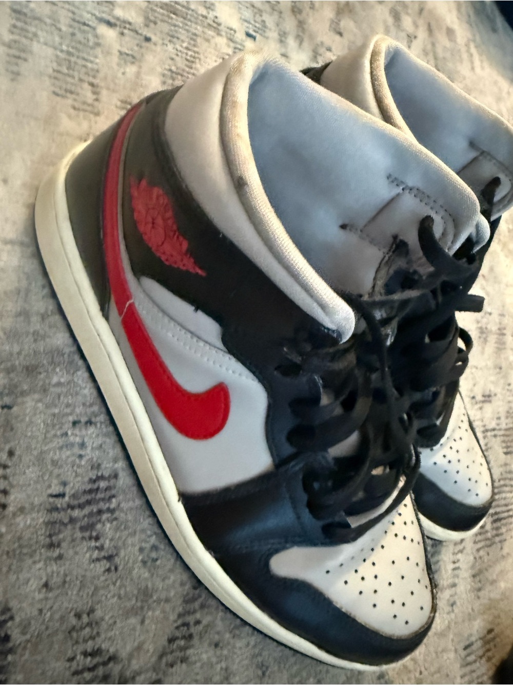 Nike High-Top Sneakers in White, Black & Red